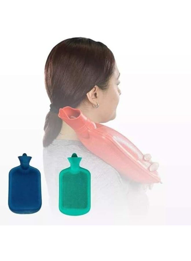 قربة مياه ساخنة مطاطية سعة 2 لتر مع غطاء واقي ناعم، كمادة حرارية متينة ومحكمة الغلق لتخفيف الآلام وتدفئة الجسم بفاعلية - Image 2